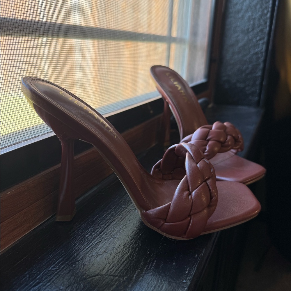 Liliana Women's Brown Braided heel Sandals - Picture 3 of 10